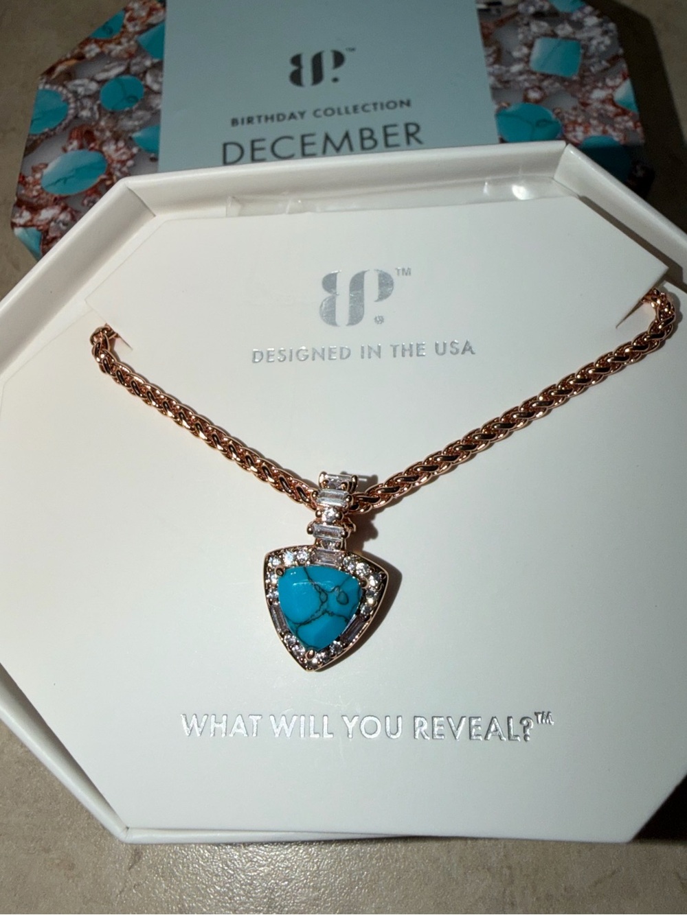 Bomb Party December Necklace-Looks Good on You Too Turquoise on Rose Gold